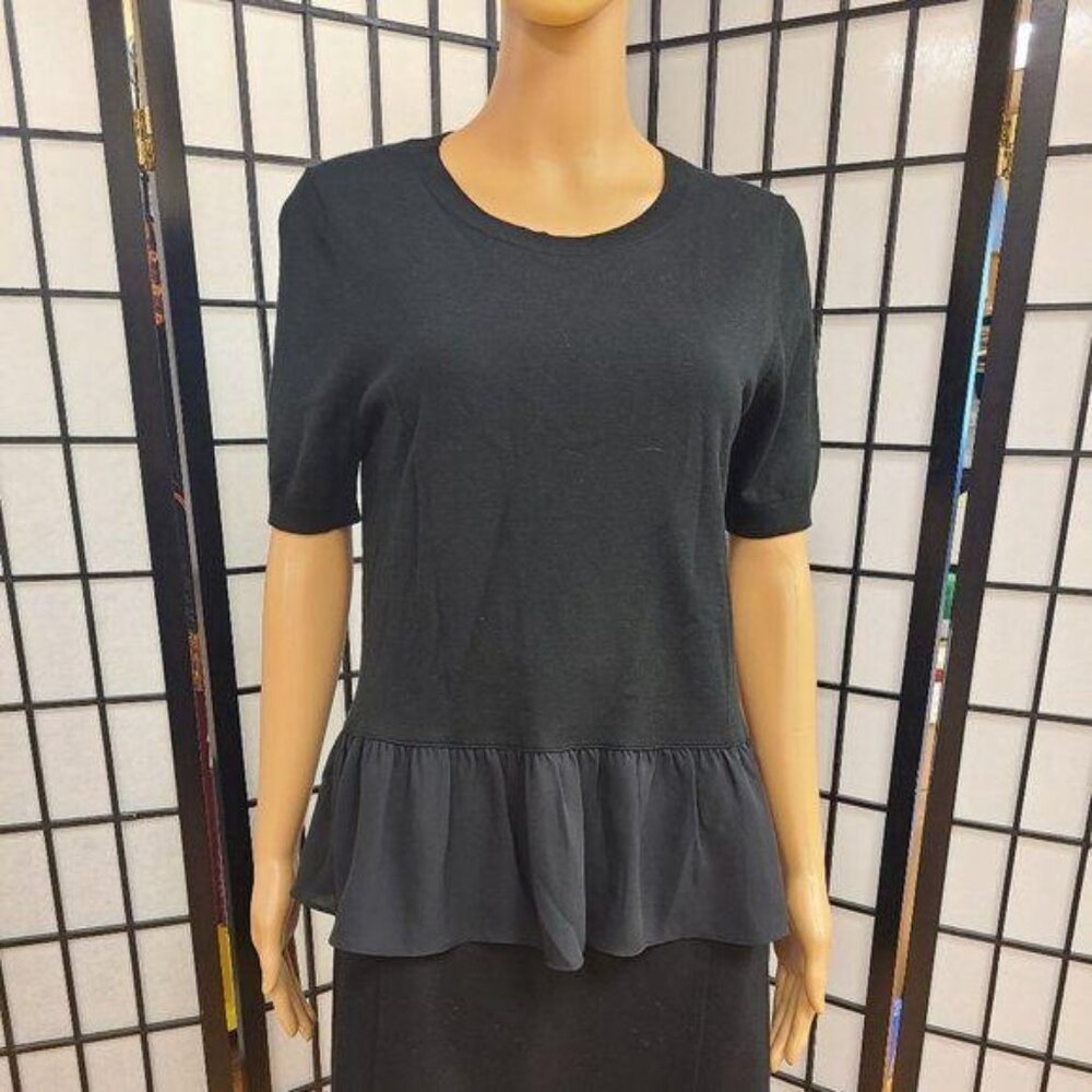 Black Ruffle bottom LOFT top Sz S
